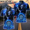 BlueJose Darts Grim Reaper Fire Dartboard Darts Game Design Multicolor Options Personalized Name Shirt (4 Colors)