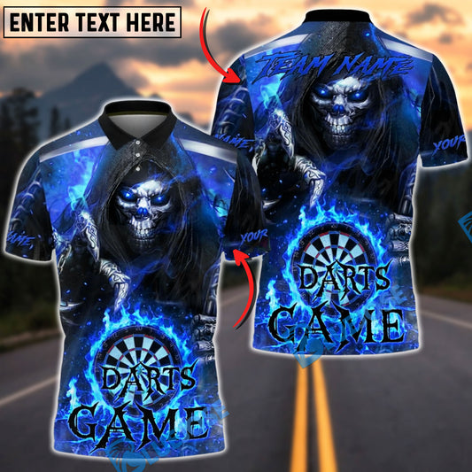 BlueJose Darts Grim Reaper Fire Dartboard Darts Game Design Multicolor Options Personalized Name Shirt (4 Colors)
