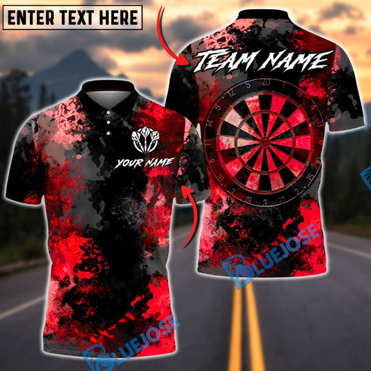 BlueJose Darts Grunge Dartboard Abstract Texture Multicolor Options Personalized Name Shirt (4 Colors)