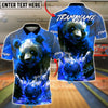 BlueJose Bowling & Pins Angry Panda Fire Graphic Customized Name, Team Name 3D Shirt (4 Colors)