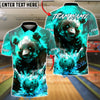 BlueJose Bowling & Pins Angry Panda Fire Graphic Customized Name, Team Name 3D Shirt (4 Colors)
