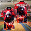 BlueJose Bowling & Pins Angry Panda Fire Graphic Customized Name, Team Name 3D Shirt (4 Colors)