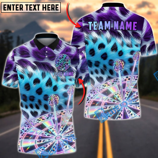BlueJose Darts Leopard Fur Pattern Dartboard Art Multicolor Options Personalized Name Shirt (4 Colors)