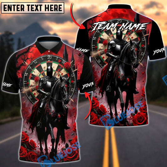 BlueJose Darts Medieval Knight Gothic Dartboard Art Multicolor Options Personalized Name Shirt (4 Colors)