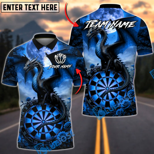 BlueJose Darts Dark Dragon Blood Moon Dartboard Design Multicolor Options Personalized Name Shirt (4 Colors)