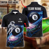 BlueJose Billiards 8 Ball Cosmic Astronaut Galaxy Personalized Name Shirt (4 Colors)