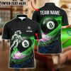BlueJose Billiards 8 Ball Cosmic Astronaut Galaxy Personalized Name Shirt (4 Colors)
