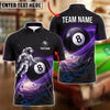 BlueJose Billiards 8 Ball Cosmic Astronaut Galaxy Personalized Name Shirt (4 Colors)