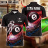BlueJose Billiards 8 Ball Cosmic Astronaut Galaxy Personalized Name Shirt (4 Colors)