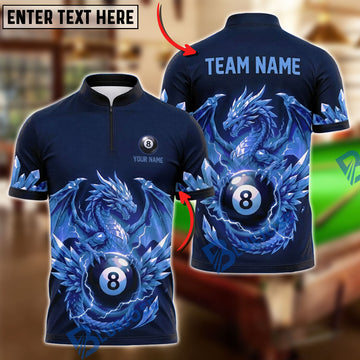 BlueJose Billiards 8 Ball Mythical Dragon Storm Personalized Name Shirt (4 Colors)