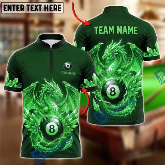 BlueJose Billiards 8 Ball Mythical Dragon Storm Personalized Name Shirt (4 Colors)