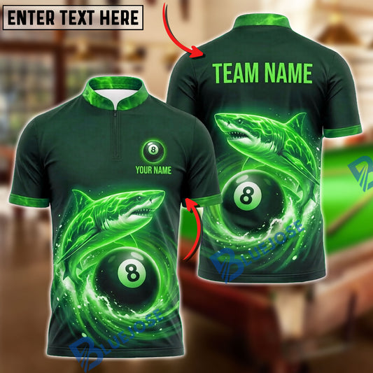 BlueJose Billiards 8 Ball Ocean Vortex Shark Personalized Name Shirt (4 Colors)