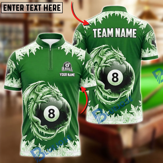 BlueJose Billiards 8 Ball Frost Dragon Ice Storm Pool Personalized Name Shirt (4 Colors)