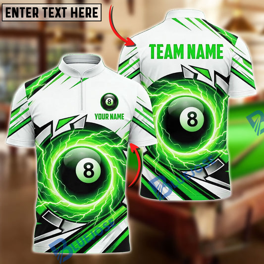 BlueJose Billiards 8 Ball Abstract Lightning Strike Personalized Name Shirt (4 Colors)