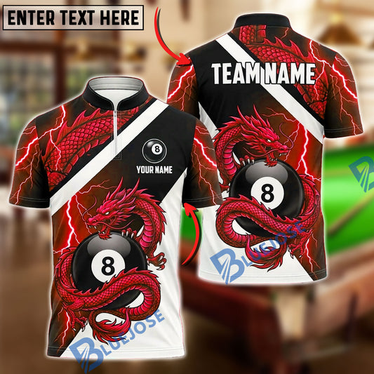 BlueJose Billiards 8 Ball Mythical Serpent Dragon Personalized Name Shirt (4 Colors)