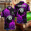 BlueJose Billiards 8 Ball Gothic Rose Pool Personalized Name Shirt (4 Colors)