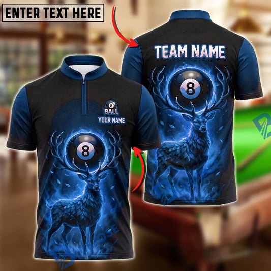BlueJose Billiards 8 Ball Spectral Deer Vortex Personalized Name Shirt (4 Colors)