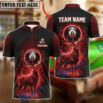 BlueJose Billiards 8 Ball Spectral Deer Vortex Personalized Name Shirt (4 Colors)