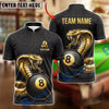 BlueJose Billiards 8 Ball Royal Cobra Serpent Emblem Personalized Name, Team Name Unisex Shirt (6 Colors)