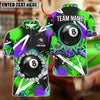 BlueJose Billiards 8 Ball Graffiti Lightning Brushstroke Pool Personalized Name Shirt (4 Colors)