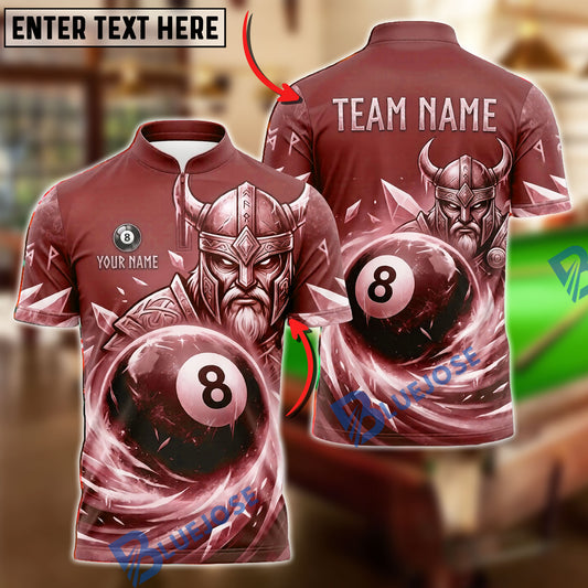 BlueJose Billiards 8 Ball Viking Warrior Ice Armor Personalized Name Shirt (4 Colors)