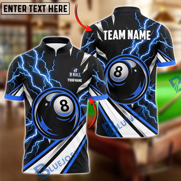 BlueJose Billiards 8 Ball Lightning Bolt Energy Vortex Personalized Name, Team Name Unisex Shirt (6 Colors)