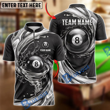 BlueJoses Billiards 8 Ball Monochrome Marble Swirl Customized Name, Team Name 3D Shirt