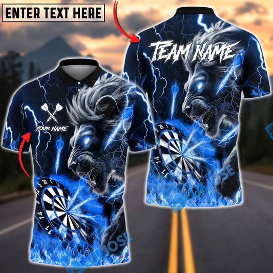 BlueJose Darts Electric Lion Dartboard Lightning Design Multicolor Options Personalized Name Shirt (6 Colors)