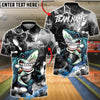 BlueJose Bowling & Pins Shark Lightning Graphic Customized Name, Team Name 3D Shirt (6 Colors)