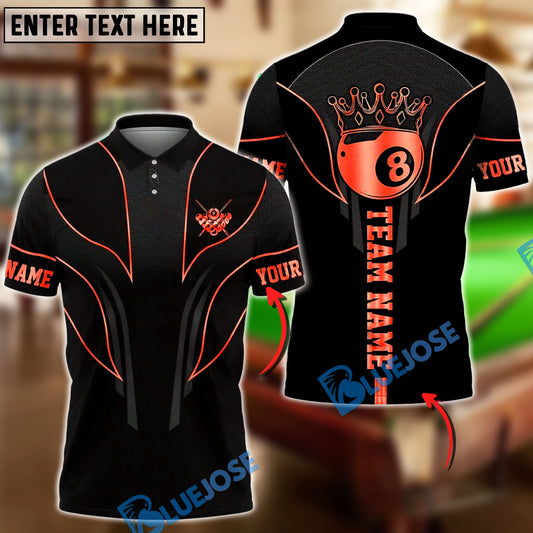 BlueJose Billiards Royal 8 Ball Elite Customized Name, Team Name 3D Shirt (6 Colors)