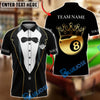 BlueJose Billiards King 8 Ball Crown Luxury Tuxedo Gentleman Customized Name, Team Name 3D Shirt (7 Colors)