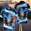 BlueJose Darts USA Flag Eagle Blue Lightning Personalized Name Shirt