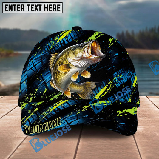BlueJose Fishing Neon Splash Angler Hat Personalized Name Classic 3D Cap Personalized Cap (13 Breeds)