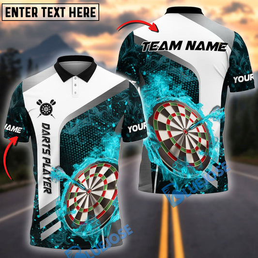 BlueJose Darts Flame Dartboard Strike Multicolor Options Personalized Name Shirt (4 Colors)