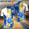 BlueJose Bowling & Pins Gold Splatter Paint Hexagon Texture Customized Name, Team Name 3D Shirt (4 Colors)
