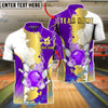 BlueJose Bowling & Pins Gold Splatter Paint Hexagon Texture Customized Name, Team Name 3D Shirt (4 Colors)