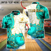 BlueJose Bowling & Pins Artistic Swirl Fire White Pattern Customized Name, Team Name 3D Shirt (4 Colors)