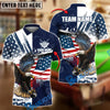 BlueJose Billiards 8-Ball Eagle American Flag Firework Pattern Personalized Name Shirt (4 Colors)