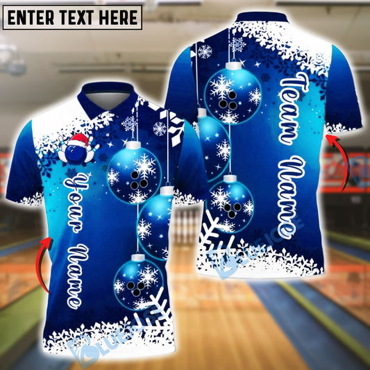 BlueJose Bowling And Pins Snowflake Christmas Customized Name, Team Name 3D Shirt (4 Colors)