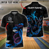 BlueJose Bowling And Pins Black & Neon Venomous Snake Customized Name And Team Name 3D Shirt (4 Colors)