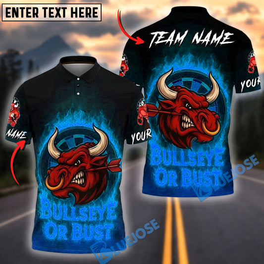 BlueJose Darts Flaming Bull Rage Multicolor Options Personalized Name Shirt (4 Colors)