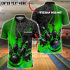 BlueJose Bowling And Pins Fire Strike Black Flame Pins Design Customized Name, Team Name 3D Shirt (4 Colors)