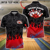 BlueJose Bowling And Pins Flaming Ball Strike Explosion Pins Graphic Customized Name, Team Name 3D Shirt (4 Colors)