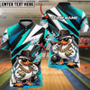 BlueJose Bowling And Pins Gangster Duck Money Cigar Funny Cartoon Design Customized Name, Team Name 3D Shirt (4 Colors)