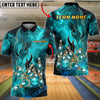 BlueJose Bowling And Pins Lightning Strike Pins Energy Flame Design Customized Name, Team Name 3D Shirt (4 Colors)