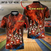 BlueJose Bowling And Pins Lightning Strike Pins Energy Flame Design Customized Name, Team Name 3D Shirt (4 Colors)
