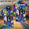 BlueJose Bowling And Pins Graffiti Cartoon Character Smug Smile Customized Name, Team Name 3D Shirt (4 Colors)