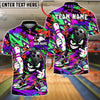 BlueJose Bowling And Pins Graffiti Cartoon Character Smug Smile Customized Name, Team Name 3D Shirt (4 Colors)