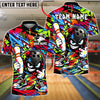 BlueJose Bowling And Pins Graffiti Cartoon Character Smug Smile Customized Name, Team Name 3D Shirt (4 Colors)