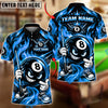 BlueJose Billiards 8 Ball Crown Flame Cartoon Character Personalized Name, Team Name Unisex Shirt (6 Colors)
